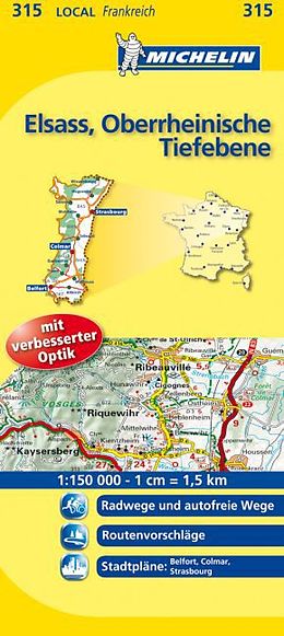 (Land)Karte Elsass / Oberrheinische Tiefebene 1 : 150 000 von 