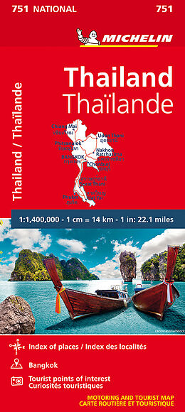gefaltete (Land)Karte Michelin Thailand von Carte nationale 751