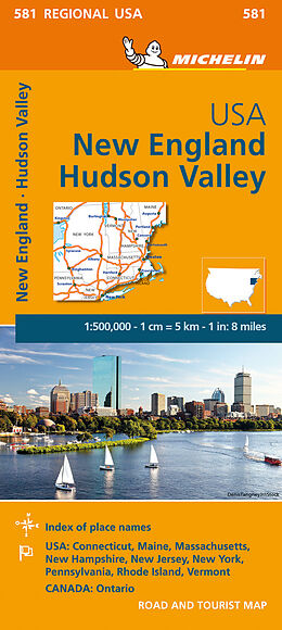 (Land)Karte New England, Hudson Valley von Michelin