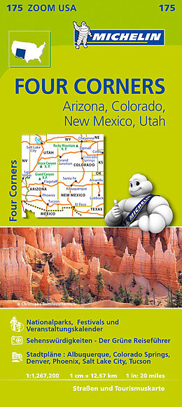 (Land)Karte Michelin Four Corners, Arizona, Colorado, New Mexiko, Utah von 