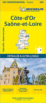 gefaltete (Land)Karte Cote-d'Or Saone-et-Loire - Michelin Local Map 320 von Michelin