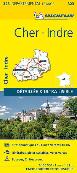 (Land)Karte Cher, Indre - Michelin Local Map 323 150000 von DEPARTEMENTALE FRANC