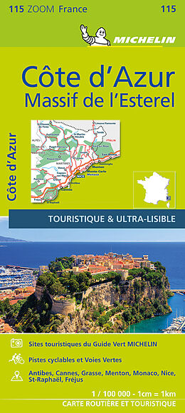(Land)Karte Michelin Côte d'Azur - Esterelmassiv von Carte zoom 115