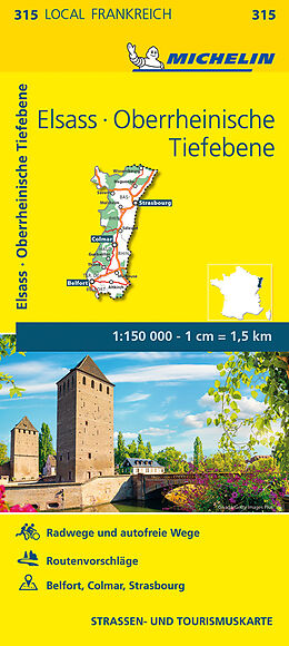 (Land)Karte Michelin Localkarte Elsass Oberrheinische Tiefebene 1 : 150 000 150000 von 