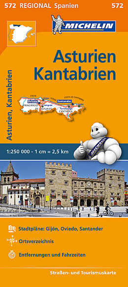 (Land)Karte Michelin Asturien, Kantabrien von 