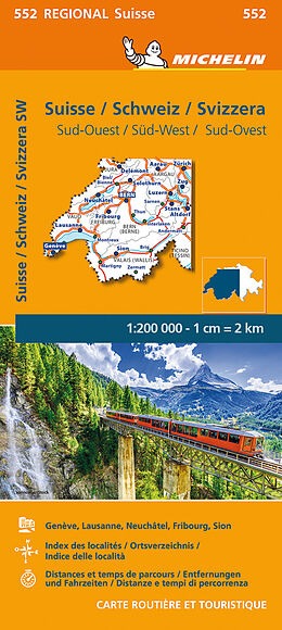 (Land)Karte Suisse Sud-Ouest - Michelin Regional Map 552 200000 von REGIONAL SUISSE