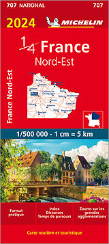 Carte (de géographie) pliée Northeastern France 2024 - Michelin National Map 707 de Michelin