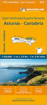 gefaltete (Land)Karte Asturias Cantabria - Michelin Regional Map 572 von Michelin