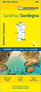 gefaltete (Land)Karte Sardinia - Michelin Local Map 366 von Michelin