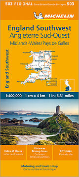 gefaltete (Land)Karte Wales - Michelin Regional Map 503 von Michelin