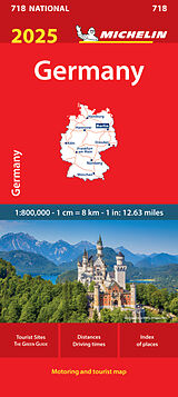 Carte (de géographie) Germany 2025 - Michelin National Map 718 de Michelin