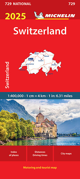 Carte (de géographie) Switzerland 2025 - Michelin National Map 729 de Michelin