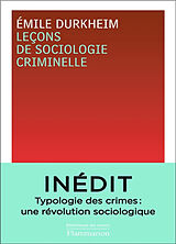 Broché Leçons de sociologie criminelle de Emile Durkheim