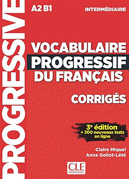 Couverture cartonnée Vocabulaire Progressif du Français A2-B1 Intermédiaire corrigés de 