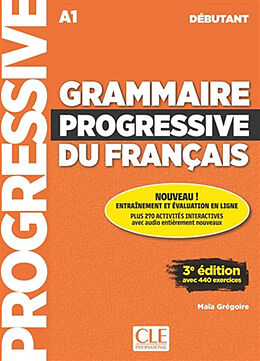 Couverture cartonnée Grammaire Progressif du Français A1 Débutant de Maïa Grégoire