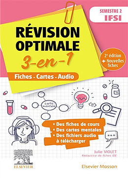 Broché Révision optimale 3-en-1 : semestre 2 IFSI : fiches, cartes, audio de Julie Violet