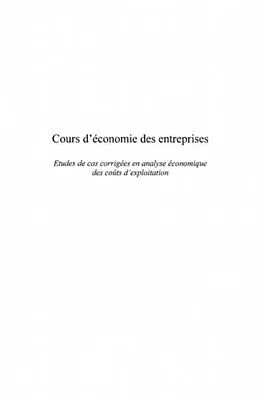 PDF Cours d'economie des entreprises von Gamsore Francis L.