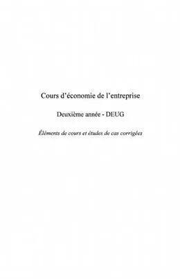 E-Book (pdf) Cours d'economie de l'entreprise deuxiem von Gamsore Francis L.