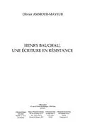 E-Book (pdf) Henry bauchau une ecriture enresistance von Ammour-Mayeur Olivier