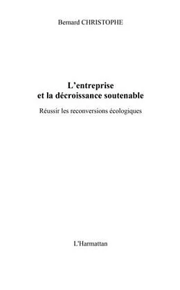 E-Book (pdf) Entreprise et la decroissancesoutenable von Christophe Bernard