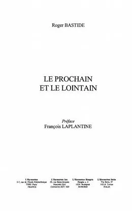 E-Book (pdf) LE PROCHAIN ET LE LOINTAIN von Roger BASTIDE