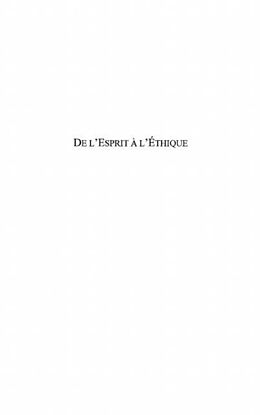 eBook (pdf) DE L'ESPRIT A L'ETHIQUE de 