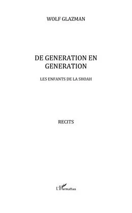 E-Book (pdf) De generation en generation - les enfants de la shoah von Wolf Glazman