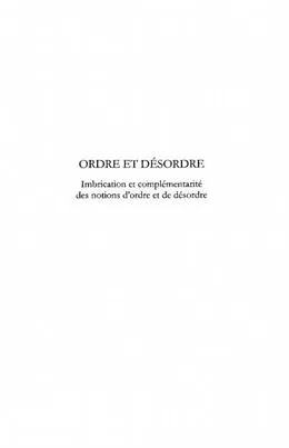 PDF Ordre et desordre - imbrication et complementarite des notio von Hug