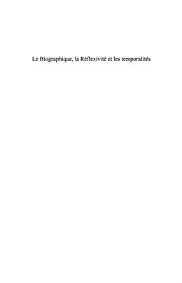 E-Book (pdf) Le biographique, la reflexivite, et les temporalites - artic von Pineau