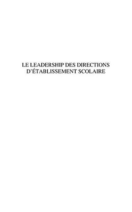E-Book (pdf) Le leadership des directions d'etablissement scolaire - vers von Floriane Grandjean Luthi