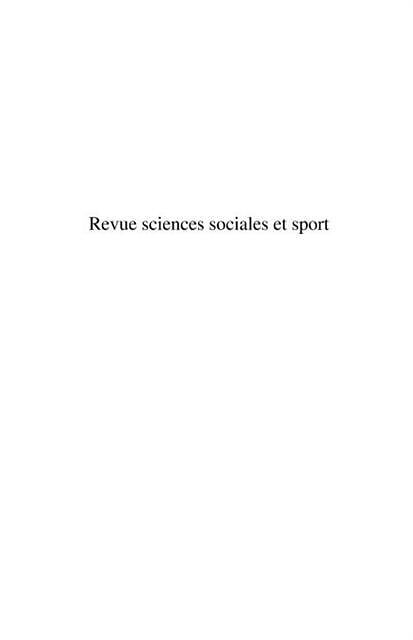 Sciences sociales et sport n(deg) 3