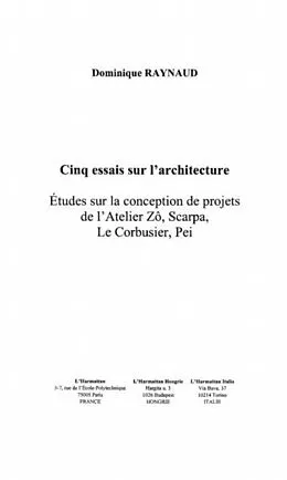 E-Book (pdf) Cinq essais sur l'architecture von Raynaud Dominique