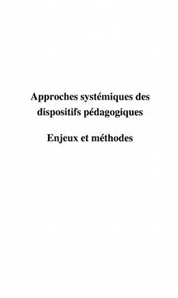 E-Book (pdf) Approches systematiques des dispositifs von Montandon Christiane
