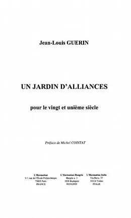 E-Book (pdf) JARDIN D'ALLIANCES POUR LE XXIe SIECLE von Guerin Jean-Louis