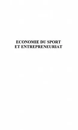E-Book (pdf) ECONOMIE DU SPORT ET ENTREPRENEURIAT von Hillairet Dieter