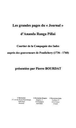E-Book (pdf) Les grandes pages du &quote;Journal&quote; d'Ananda Ranga Pillai von Pierre Bourdat