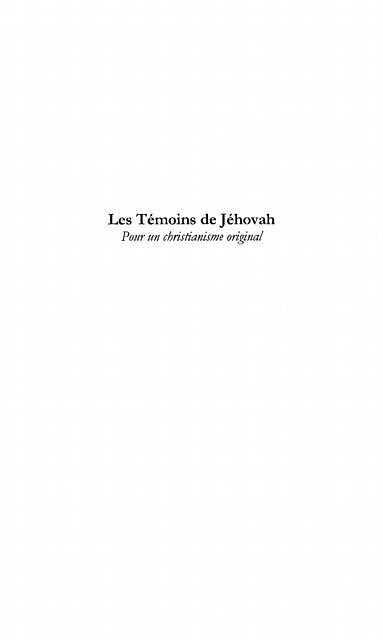 Les temoins de Jehovah