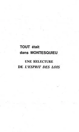 E-Book (pdf) TOUT ETAIT DANS MONTESQUIEU von Gerard Bergeron