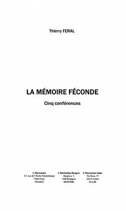 PDF La Memoire feconde von Feral Thierry