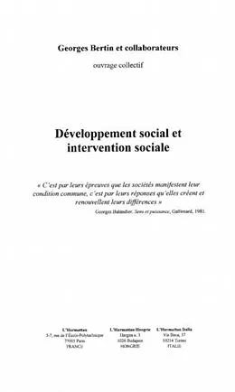 E-Book (pdf) Developpement local et intervention sociale von Georges Bertin