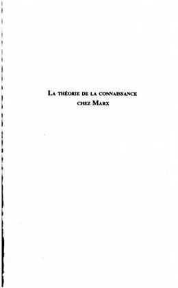 E-Book (pdf) Le theorie de la connaissance chez Marx von Denis Collin