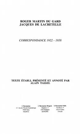 E-Book (pdf) Roger martin du gard, jacques de lacretelle von Tassel Alain