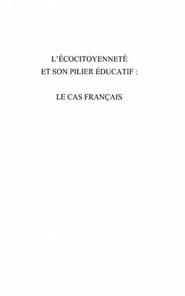 E-Book (pdf) L'ecocitoyennete et son piliereducatif : le cas francais von Roesch Alexandre