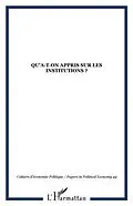 E-Book (pdf) Qu'a-t-on appris sur les institutions ? von Collectif