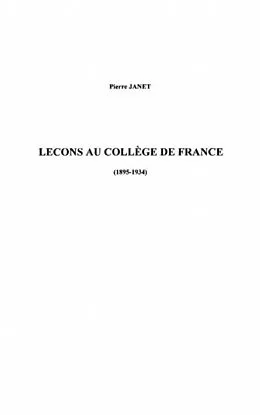 E-Book (pdf) Lecons au College de France von Janet Pierre