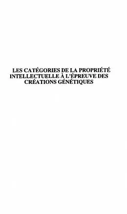 E-Book (pdf) Les categories de la propriete intellectuelle a l'epreuve des creations genetiques von Jean-Pierre Clavier