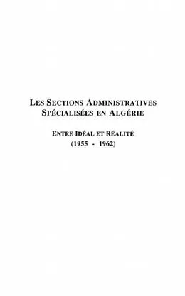 PDF LES SECTIONS ADMINISTRATIVES SPECIALISEES EN ALGERIE von Gregor Mathias