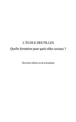 E-Book (pdf) L'ecole des filles von Duru-Bellat Marie