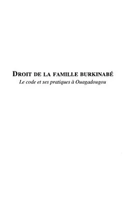 PDF DROIT DE LA FAMILLE BURKINABE von Cavin Anne-Claude