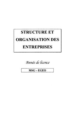 eBook (pdf) Structure et organisation des entreprises de 